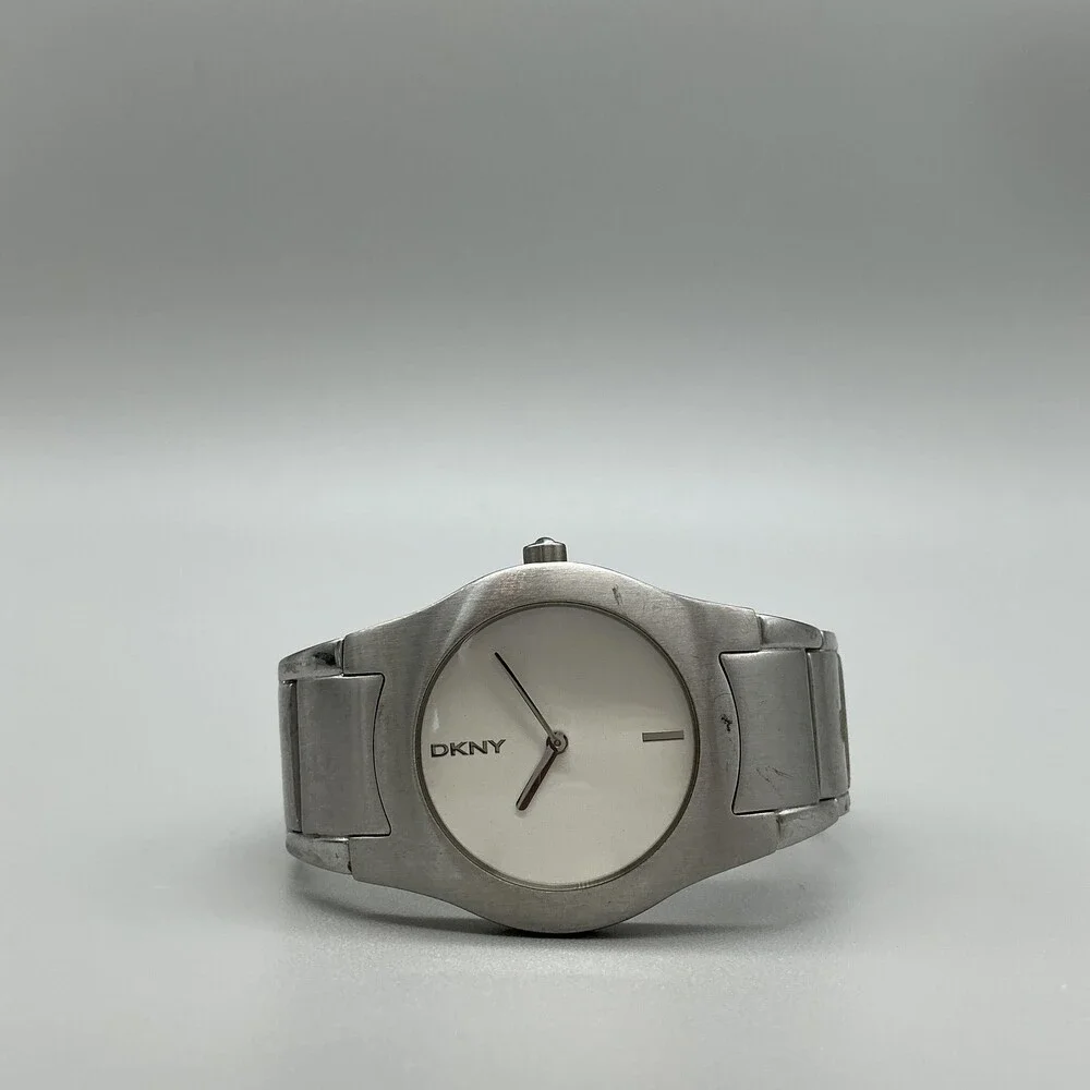 DKNY Womens Watch 32mm White Dial Stainless Steel Bracelet New Battery 6.75